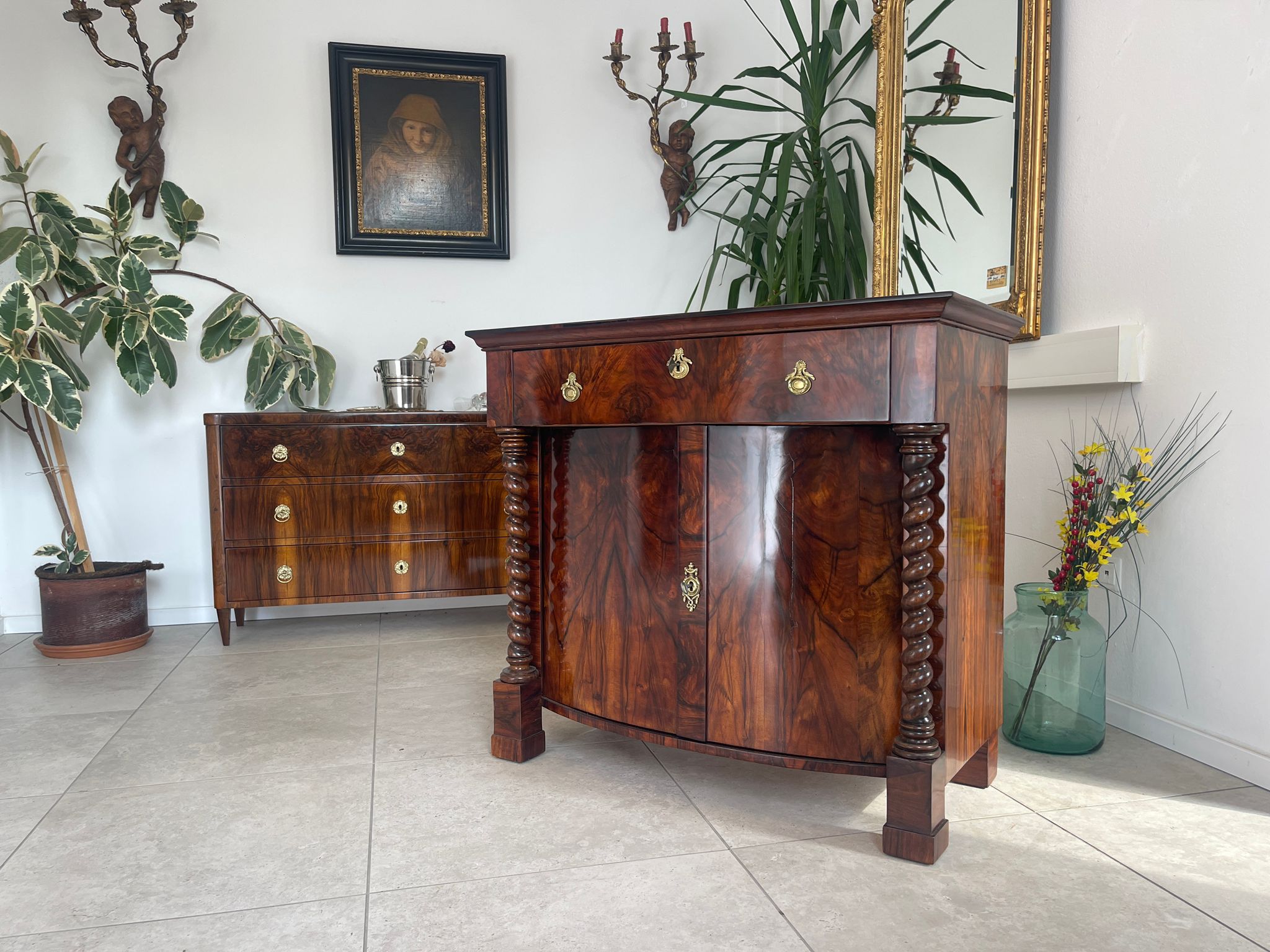 Restaurierte Biedermeier Anrichte Säulentrumeau Antiquität A4655