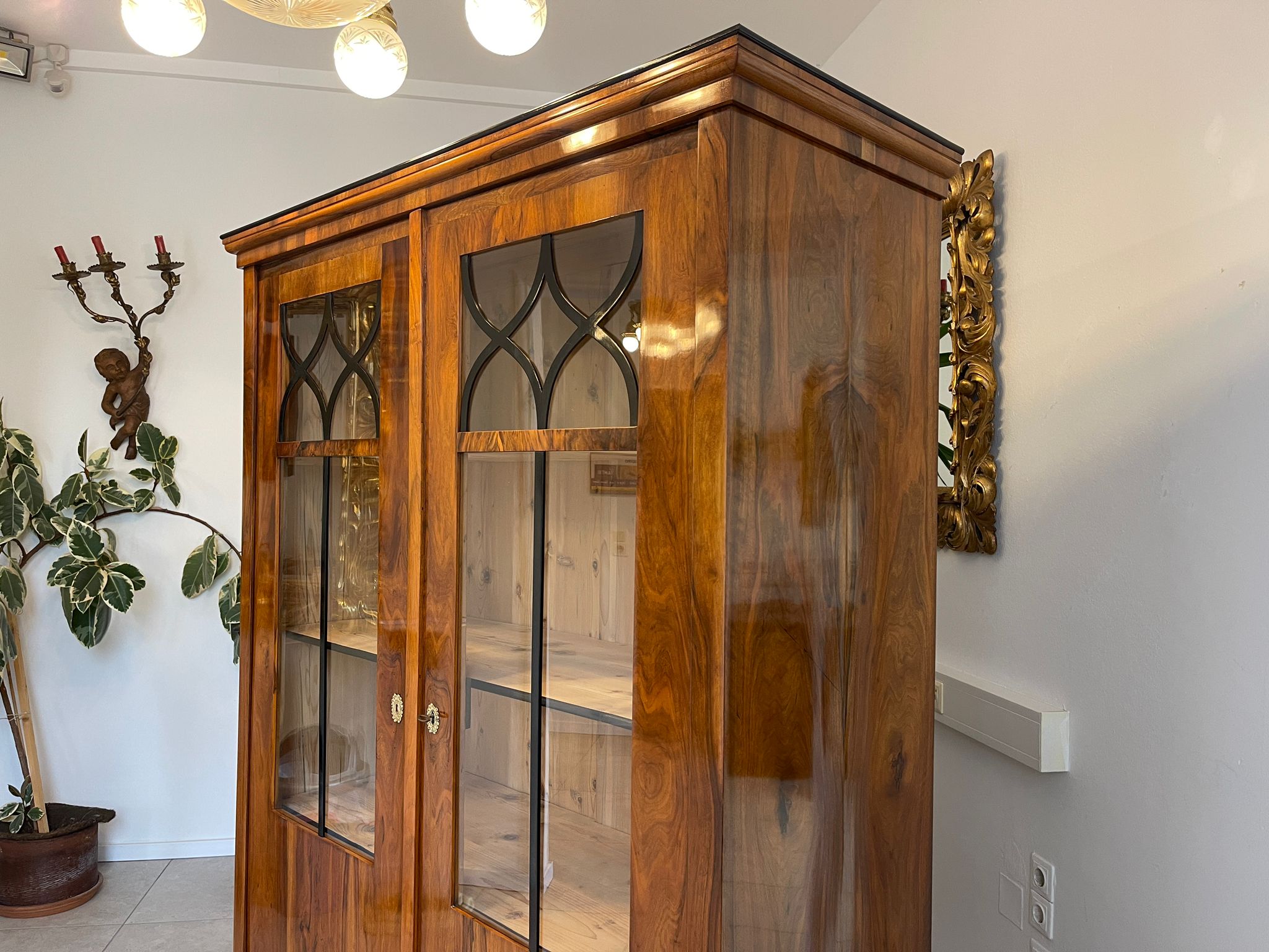 Antiquität Sale Biedermeier Vitrine Bücherschrank Nussholz A4953