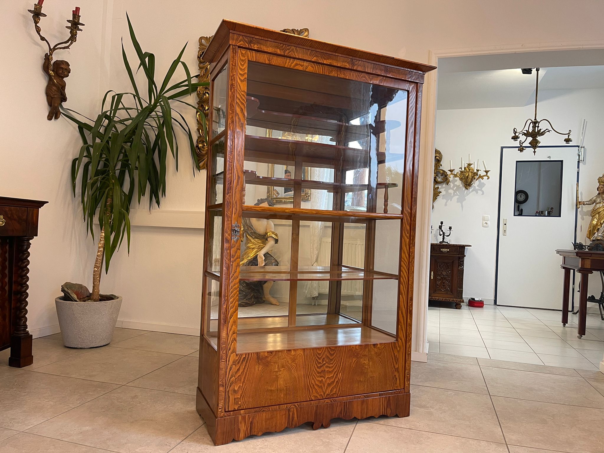 Biedermeier Vitrine Bücherschrank Eschenholz  A4950