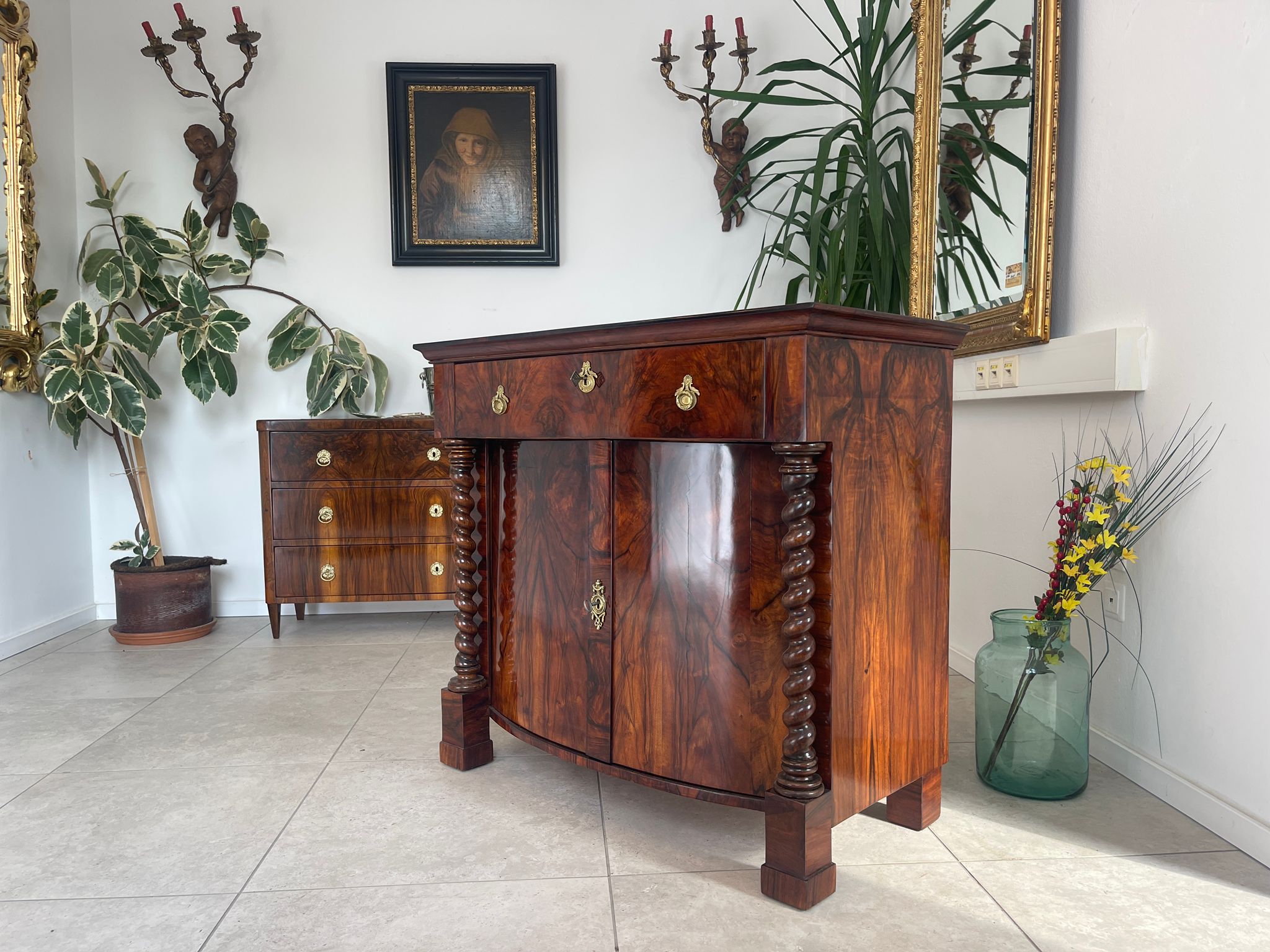 Restaurierte Biedermeier Anrichte Säulentrumeau Antiquität A4655