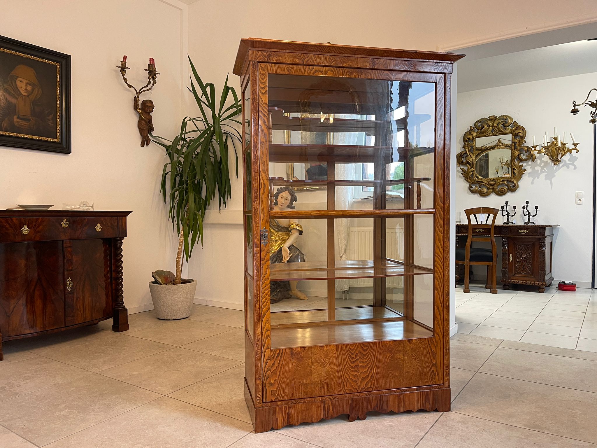 Biedermeier Vitrine Bücherschrank Eschenholz  A4950