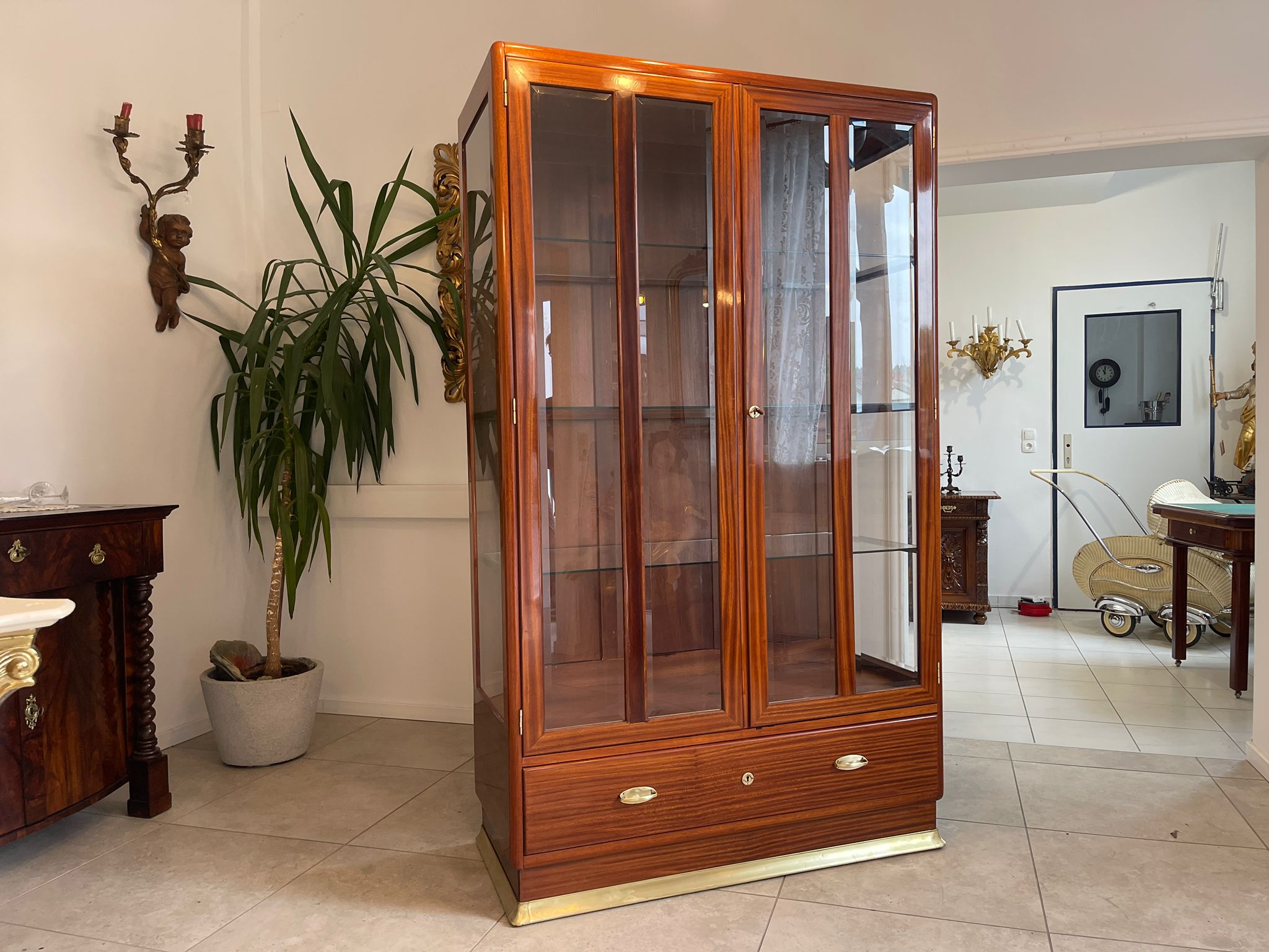 Restaurierter Jugendstil Vitrine Bücherschrank Vitrinenschrank A4927