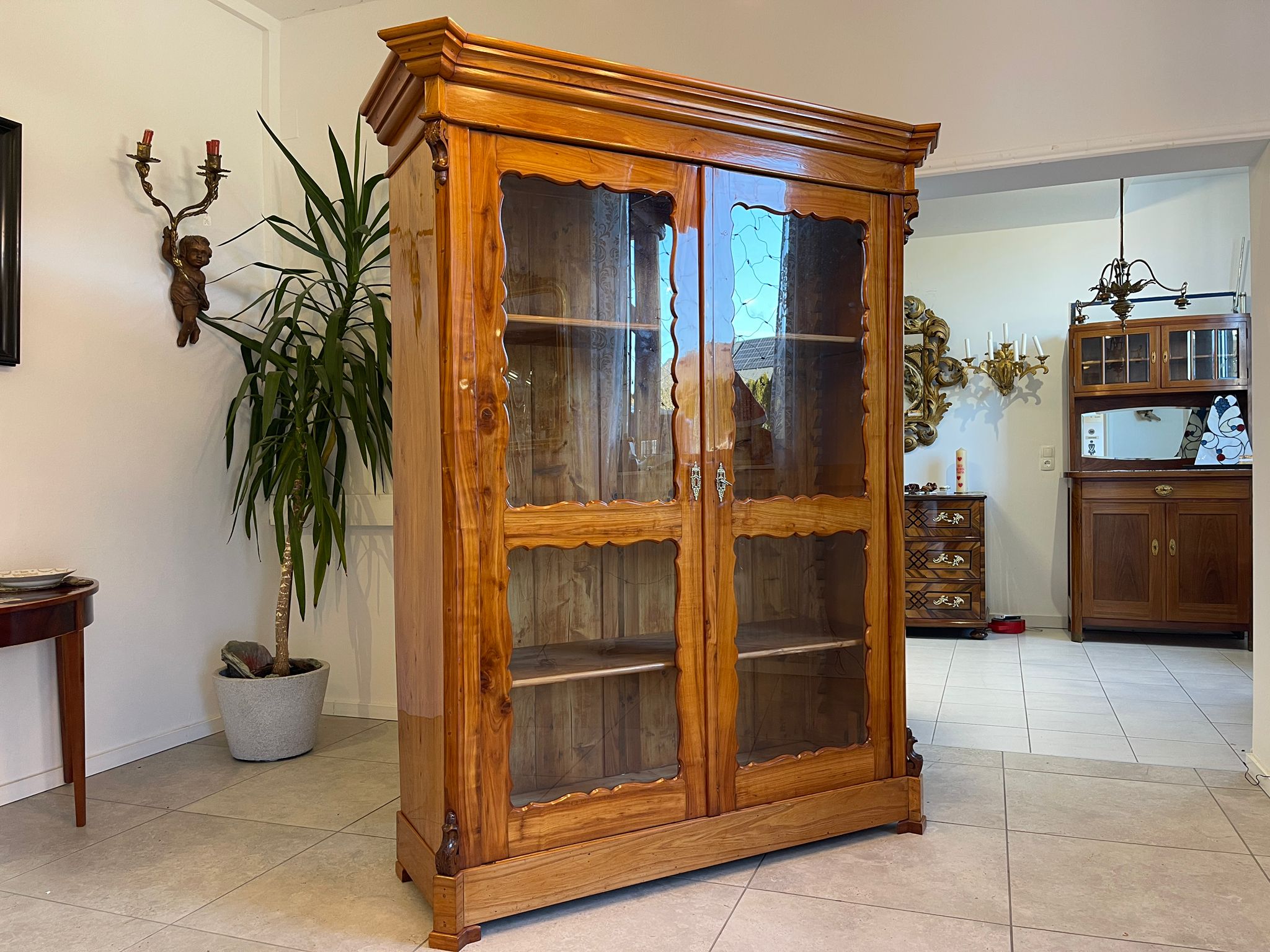 SALE Biedermeier Vitrine Bücherschrank Sammlervitrine Kirschholz Antiquität A5108