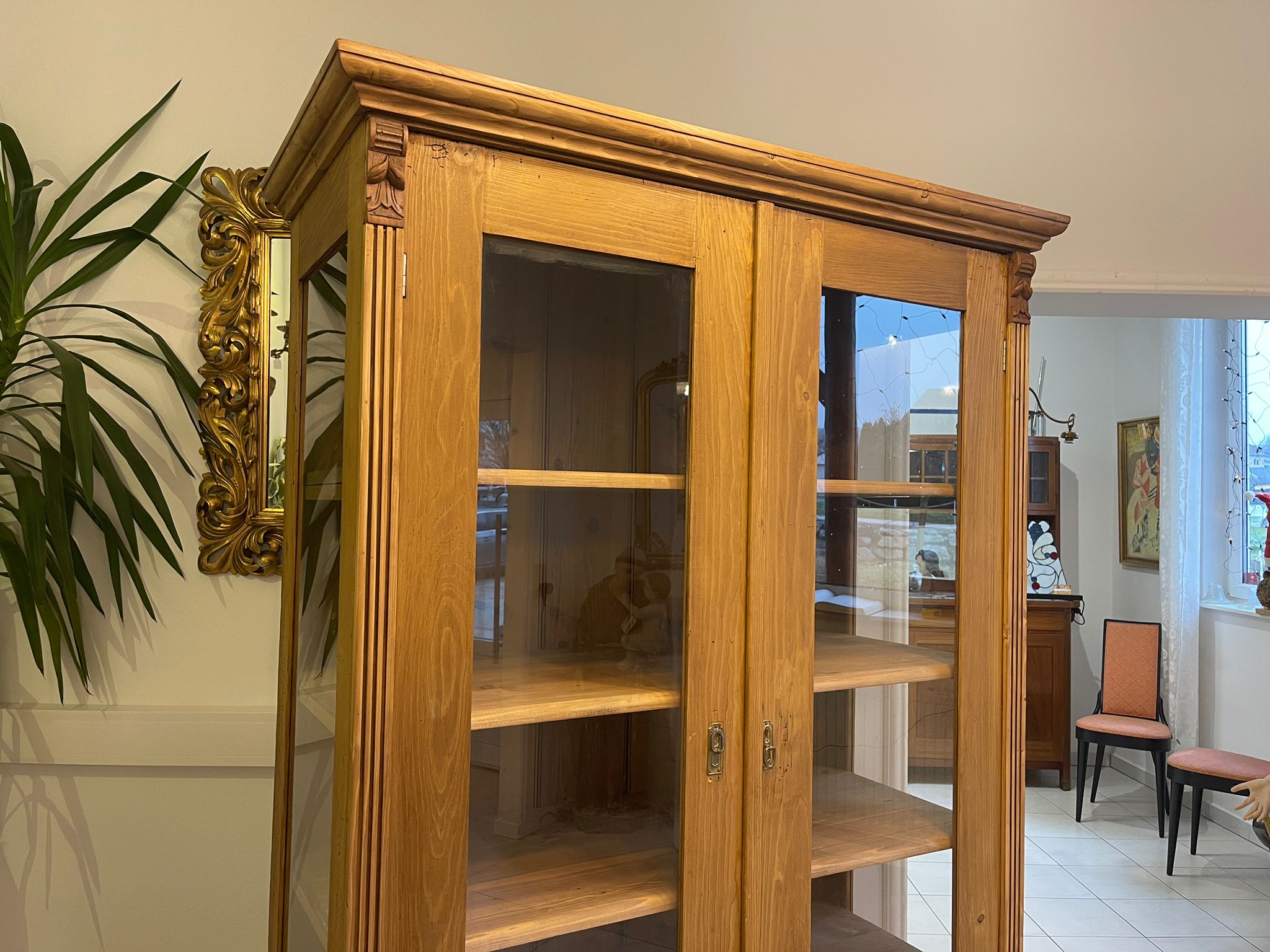 Bäuerliche Vitrine Bauernvitrine Bauernschrank Naturholz Bücherschrank Bauernmöbel A5129