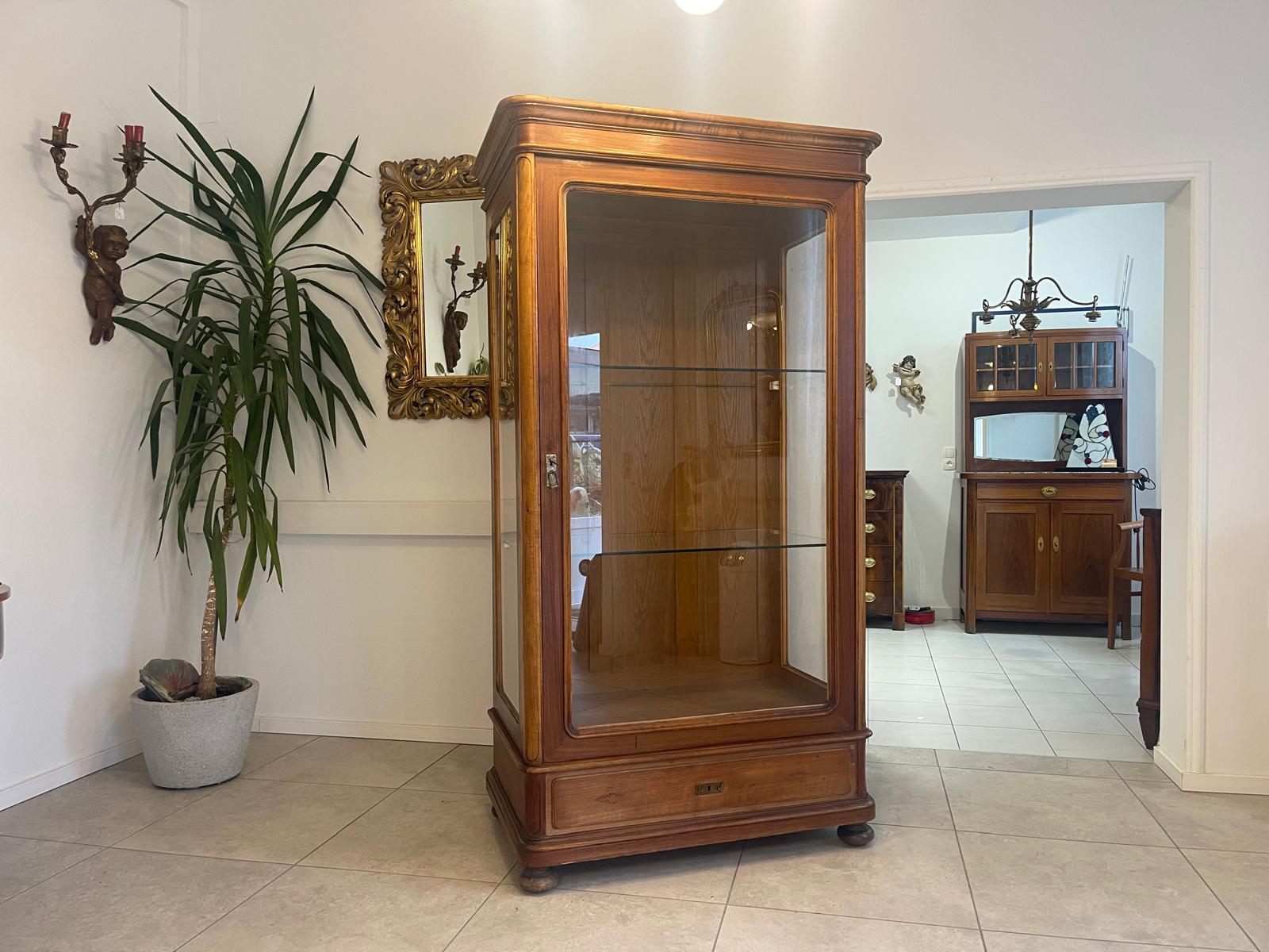 SALE Gründerzeit Vitrine Bücherschrank Sammlervitrine Eichenholz Antiquität G1055