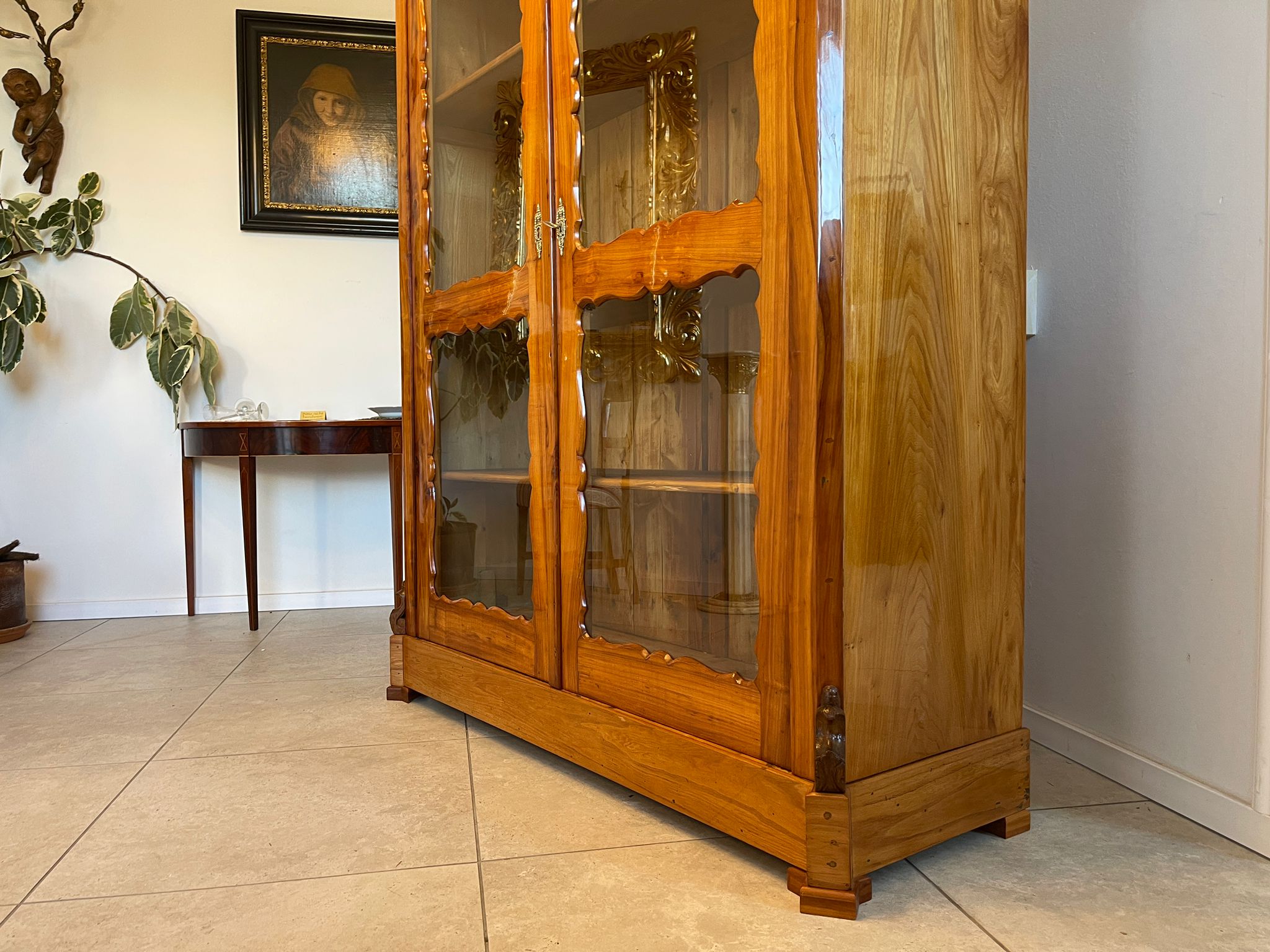 SALE Biedermeier Vitrine Bücherschrank Sammlervitrine Kirschholz Antiquität A5108