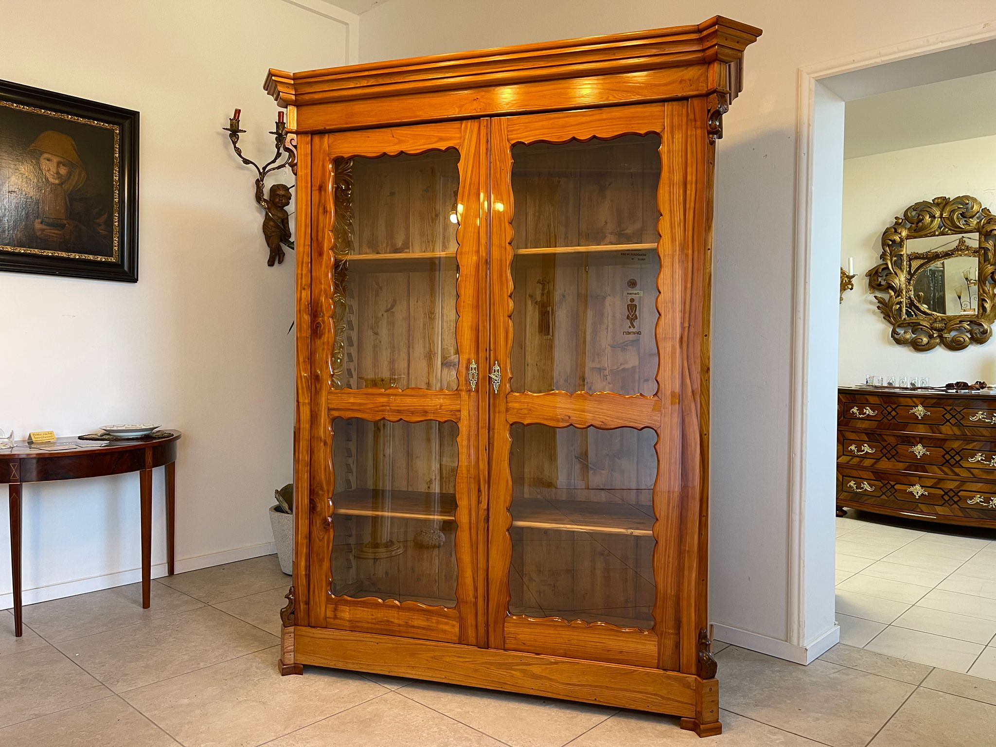 SALE Biedermeier Vitrine Bücherschrank Sammlervitrine Kirschholz Antiquität A5108