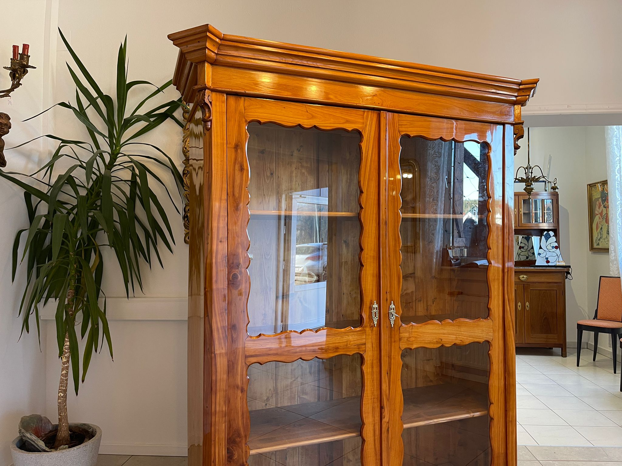 SALE Biedermeier Vitrine Bücherschrank Sammlervitrine Kirschholz Antiquität A5108