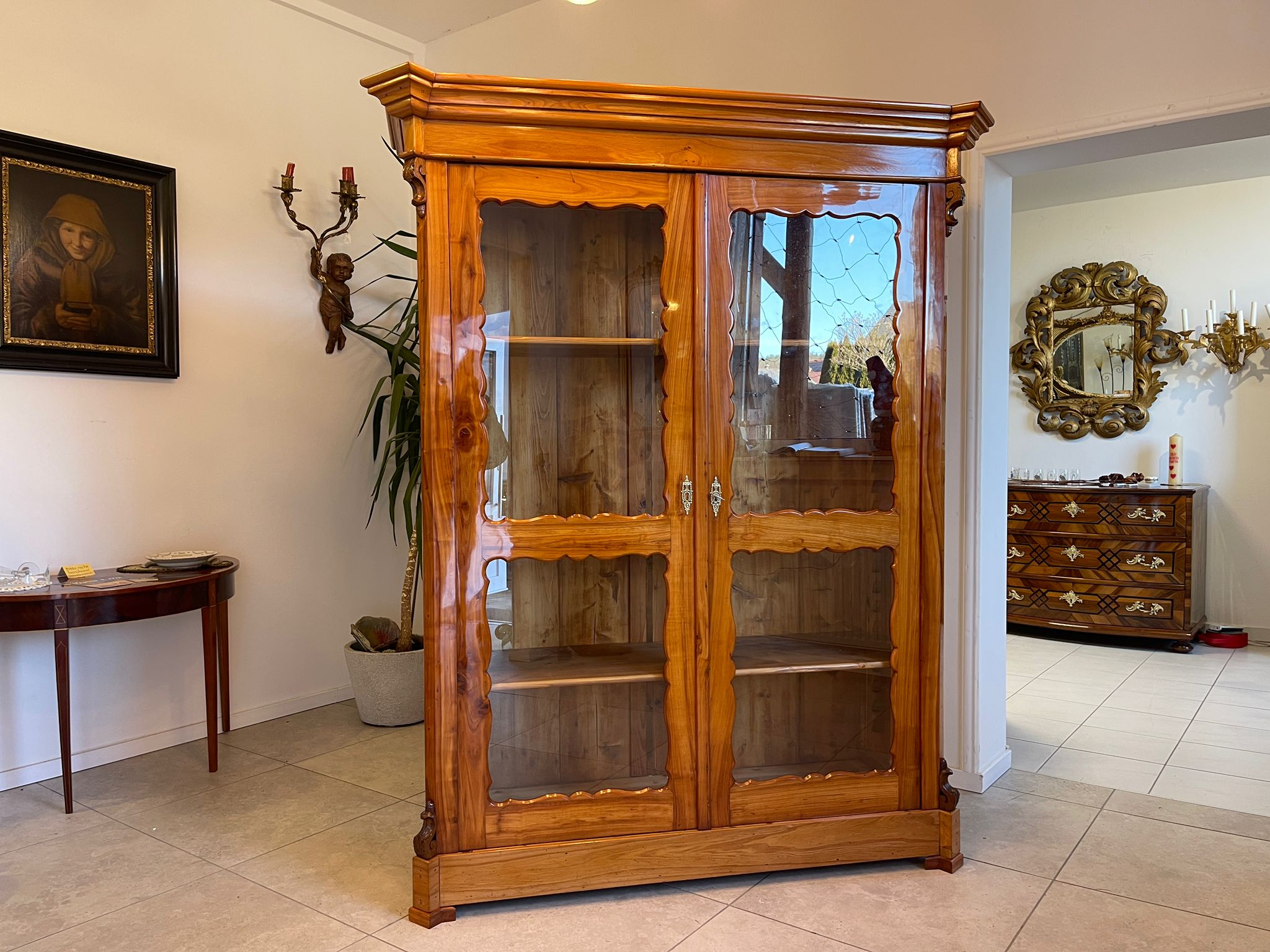 SALE Biedermeier Vitrine Bücherschrank Sammlervitrine Kirschholz Antiquität A5108