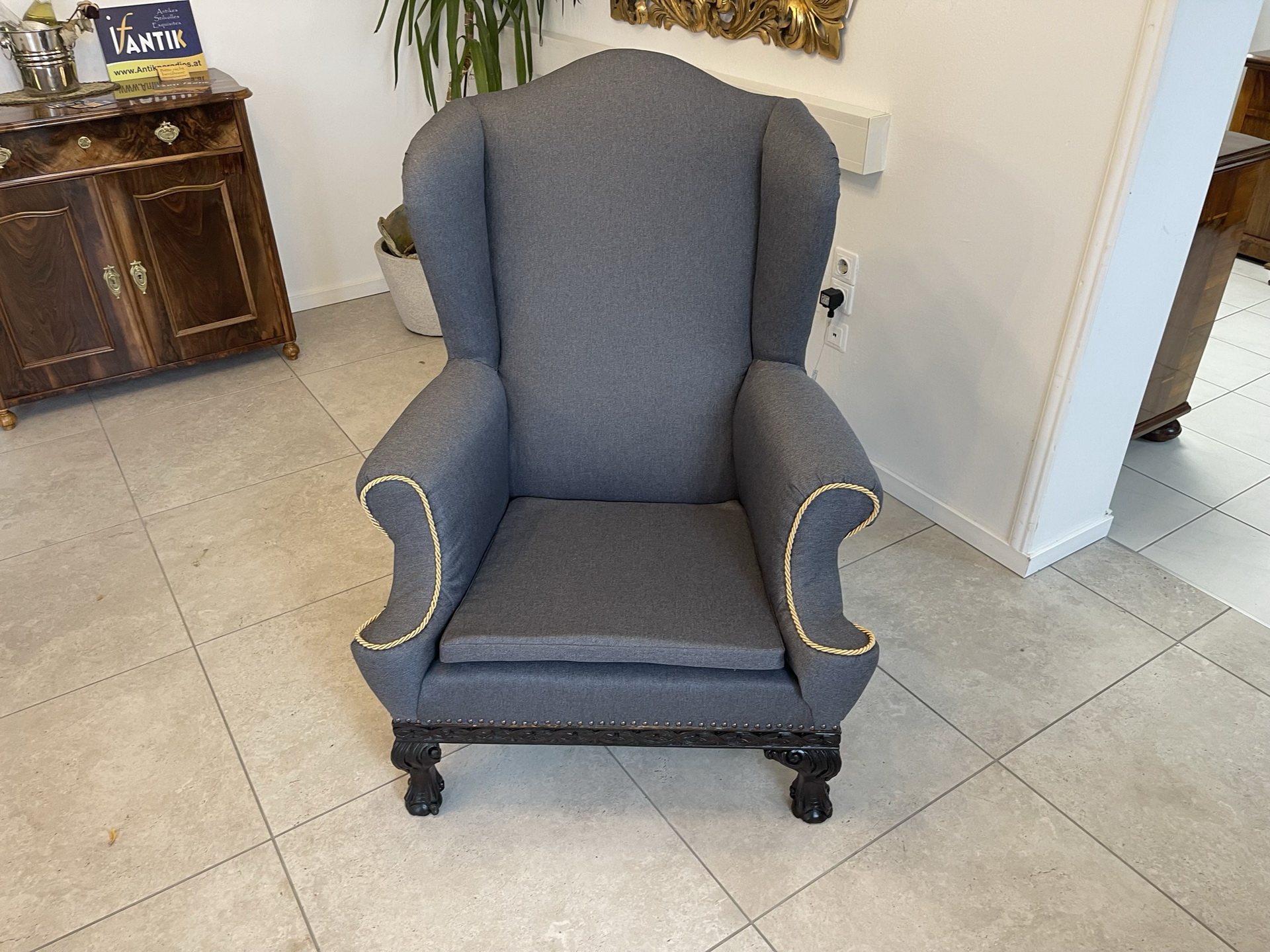 Restaurierter Historismus Ohrenfauteuil Ohrensessel B1558