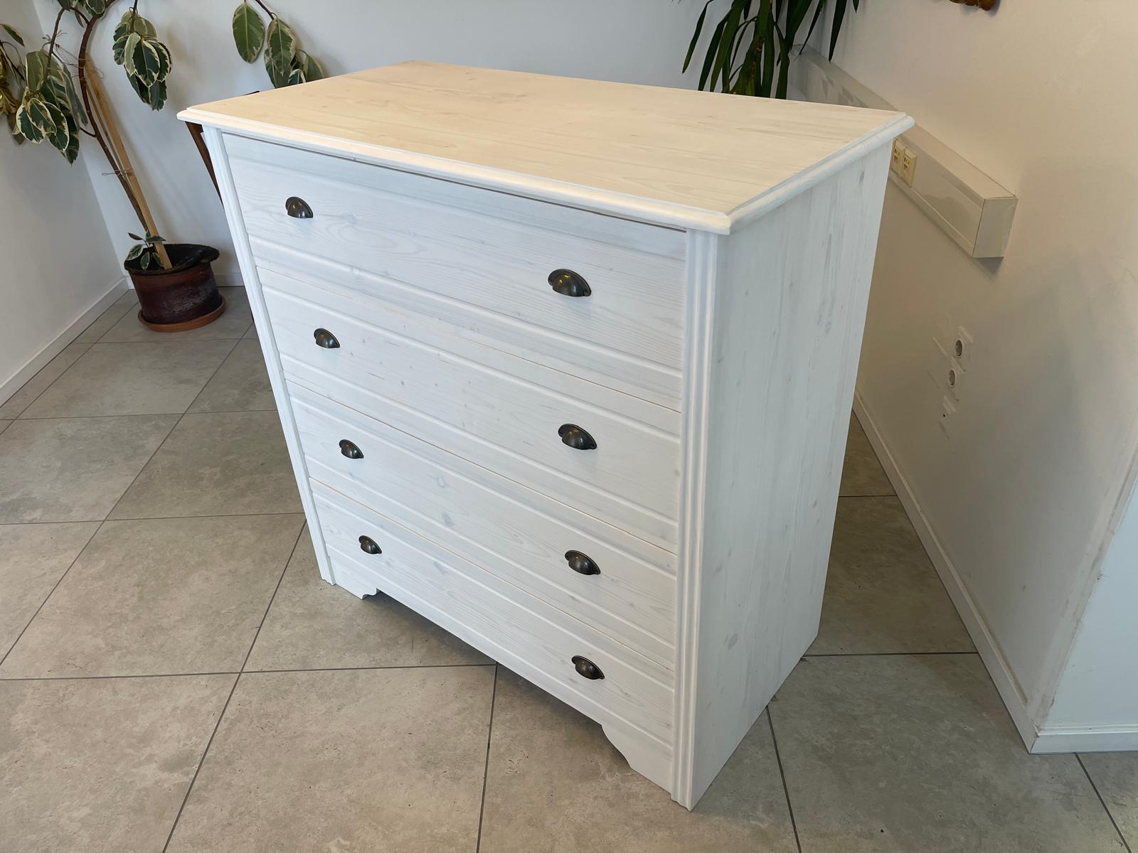 Bäuerliche Anrichte Sideboard Kommode Naturholz  Fichtenholz Weiss G1071