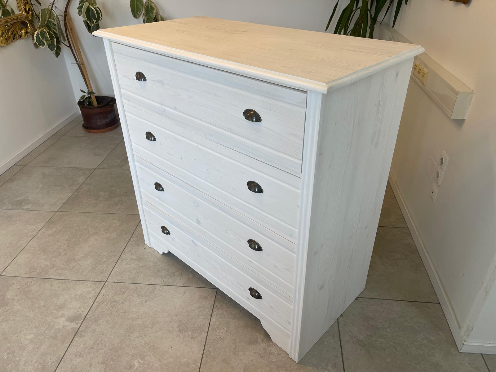 Bäuerliche Anrichte Sideboard Kommode Naturholz  Fichtenholz Weiss G1071