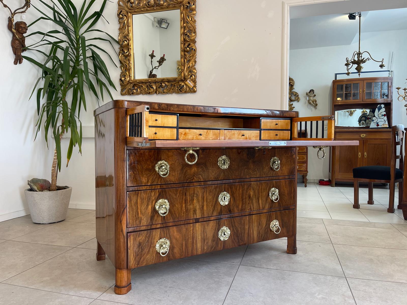 SALE Restaurierte Biedermeier Schreibkommode Nussholz Antiquität Antikmöbel G1132