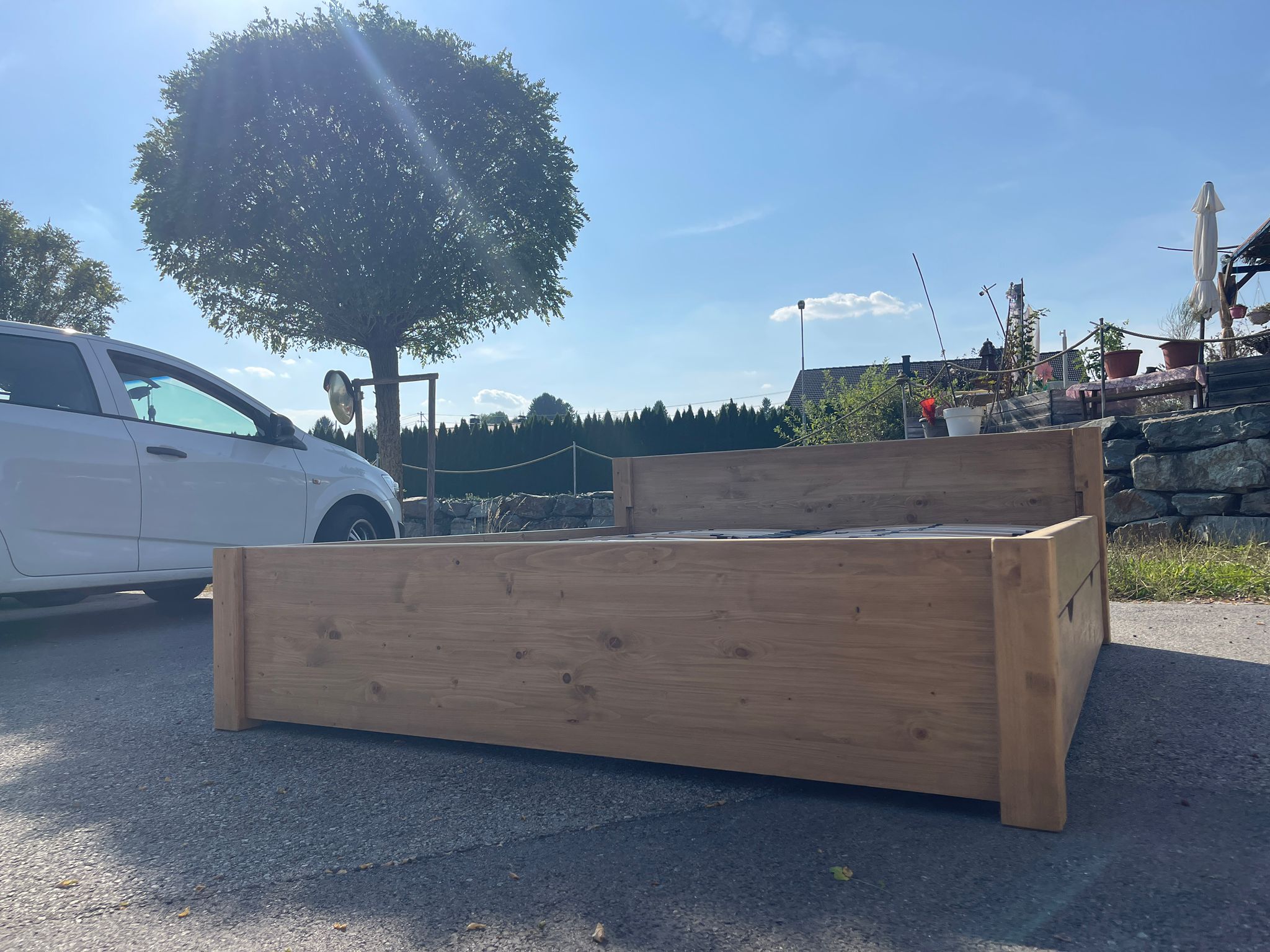 Bäuerliches Doppelbett Bett Bauernmöbel Naturholz A4680