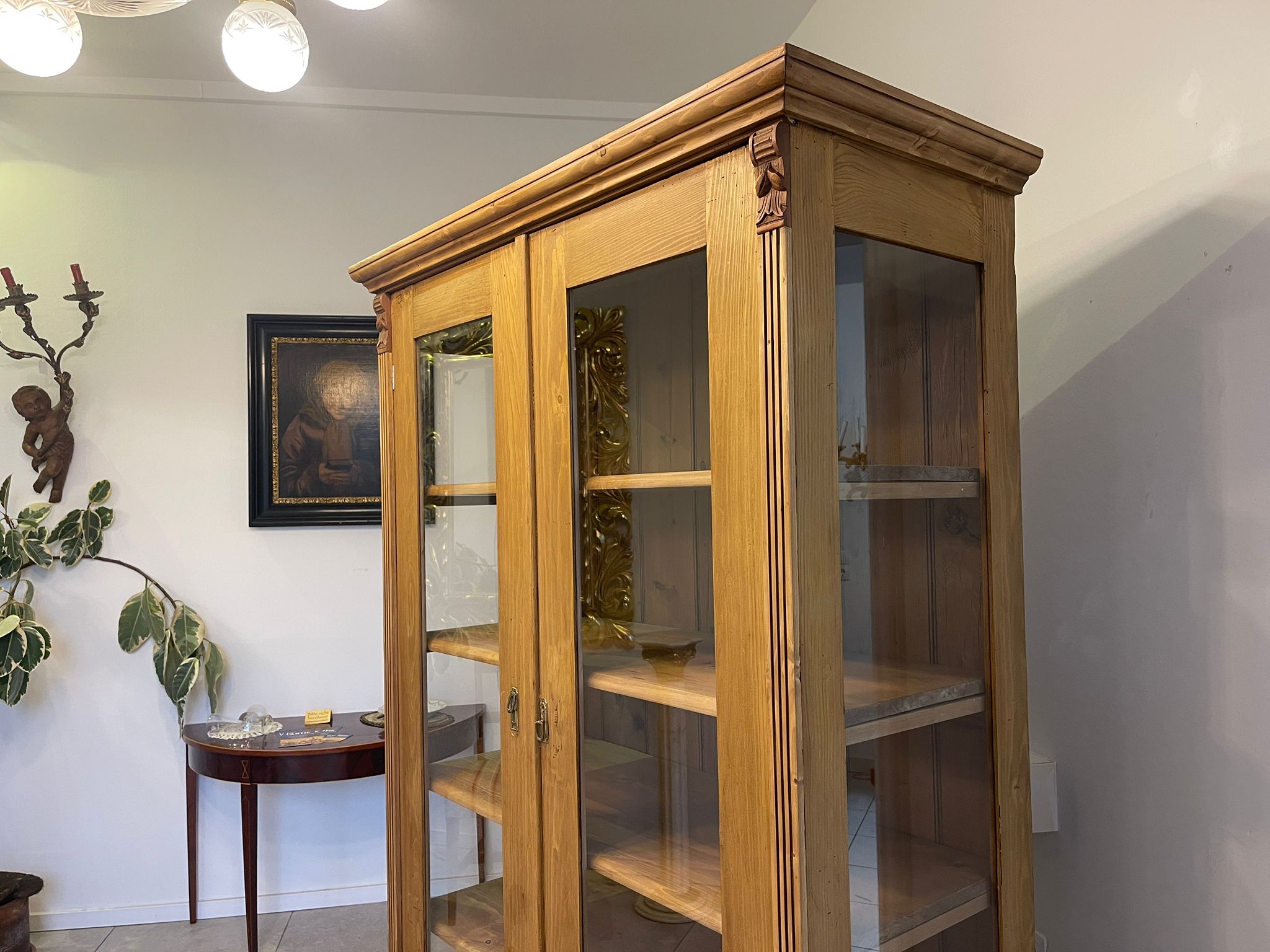 Bäuerliche Vitrine Bauernvitrine Bauernschrank Naturholz Bücherschrank Bauernmöbel A5129