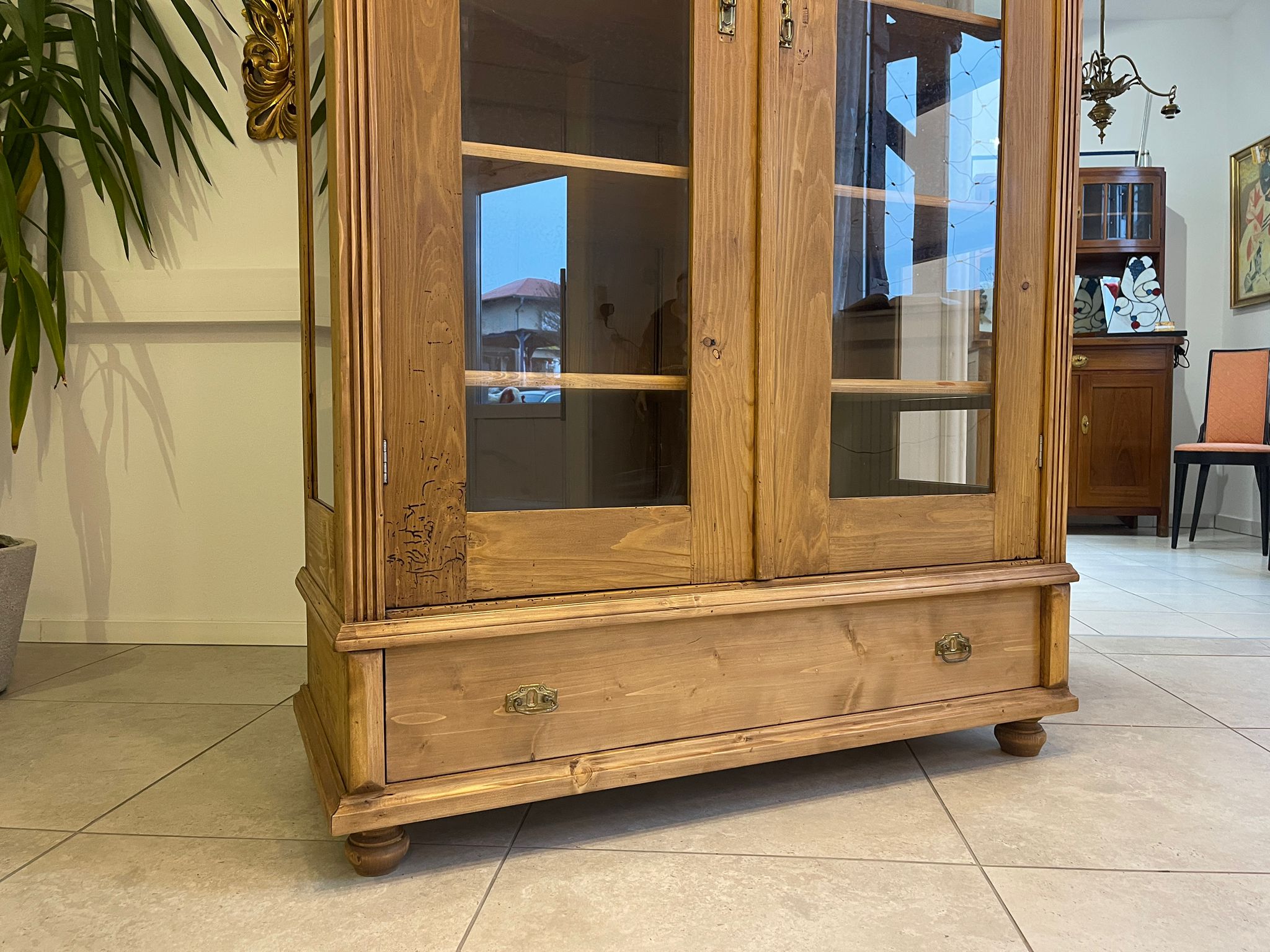 Bäuerliche Vitrine Bauernvitrine Bauernschrank Naturholz Bücherschrank Bauernmöbel A5129