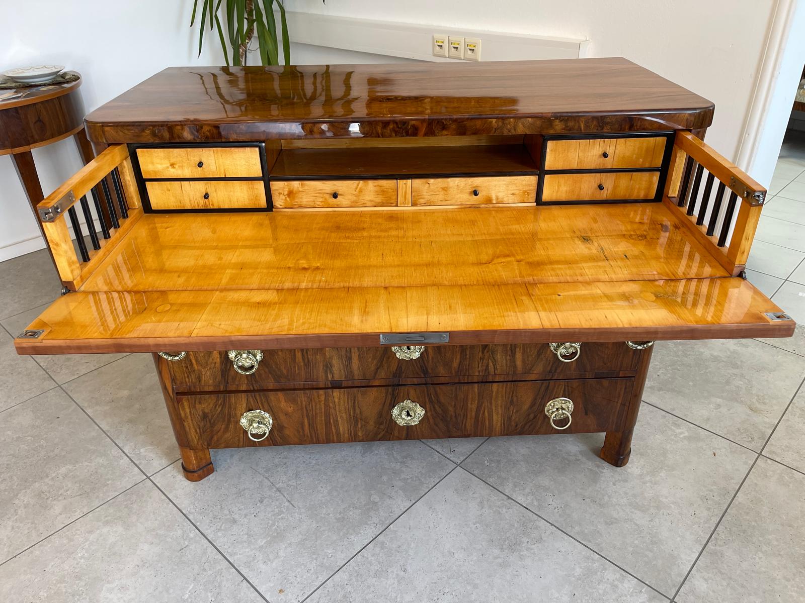 SALE Restaurierte Biedermeier Schreibkommode Nussholz Antiquität Antikmöbel G1132