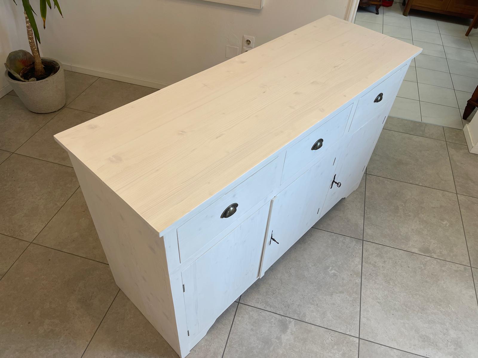 Bäuerliche Anrichte Sideboard Kommode Naturholz  Fichtenholz Weiss G1072