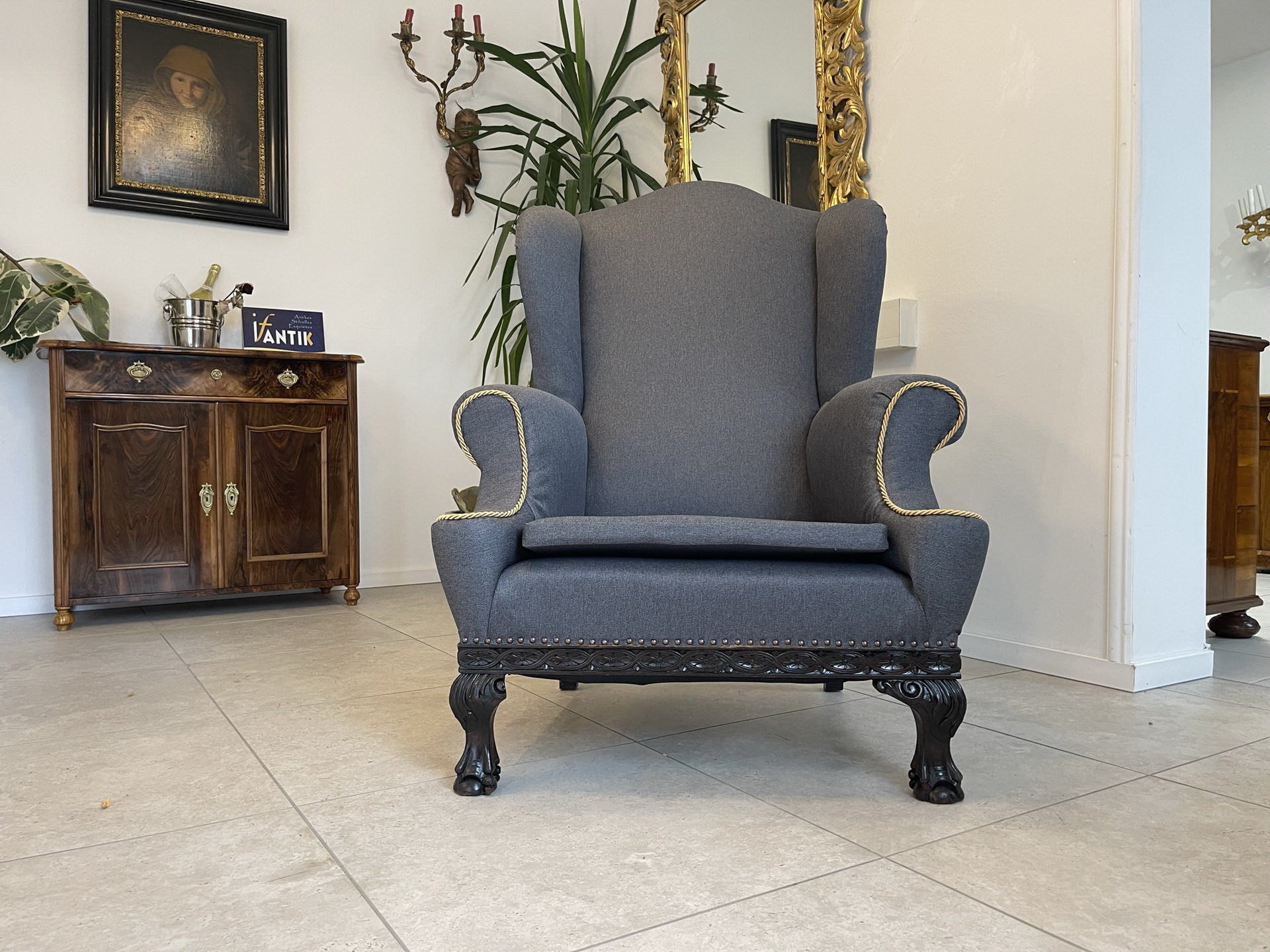 Restaurierter Historismus Ohrenfauteuil Ohrensessel B1558