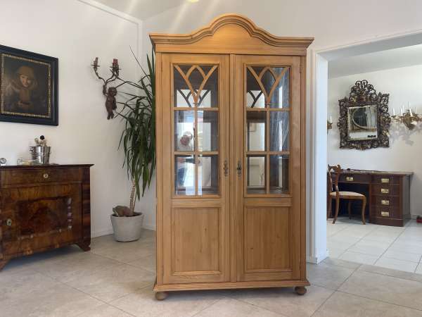 Bäuerliche Vitrine Bauernvitrine Naturholz Bücherschrank A4524